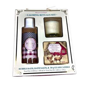 Maison de Base Calming Rituals Bath Set, Bubble Bath, Bath Salts and Candle New